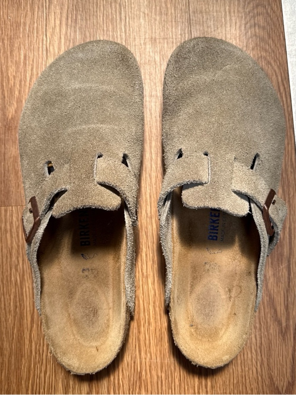 Birkenstock Men’s Suede Leather Slip-On Clog in Taupe
